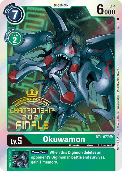 Okuwamon [BT1-077] (2021 Championship Finals Event Pack Alt-Art Gold Stamp Set) [Release Special Booster Promos] | Total Play