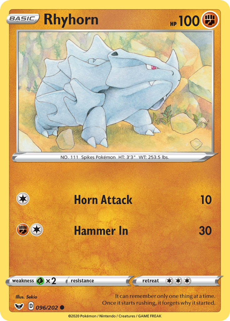 Rhyhorn (096/202) [Sword & Shield: Base Set] | Total Play