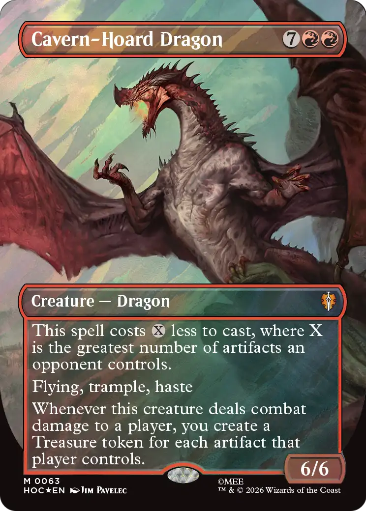 Cavern-Hoard Dragon (Borderless) (Surge Foil) [The Hobbit: Eternal-Legal] | Total Play