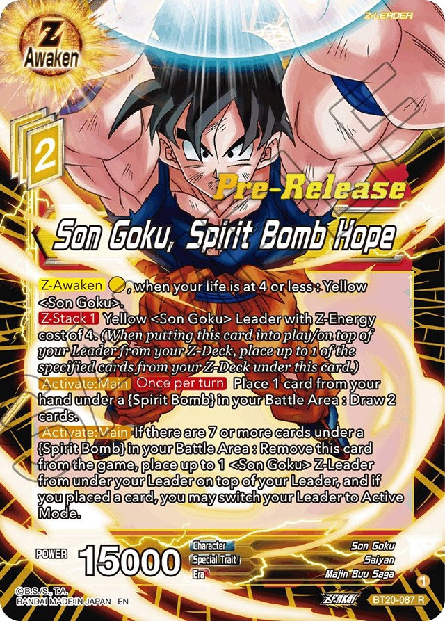 Son Goku, Spirit Bomb Hope (BT20-087) [Power Absorbed Prerelease Promos] | Total Play