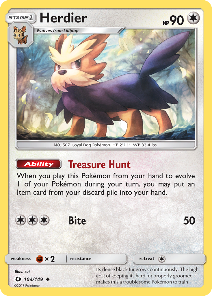 Herdier (104/149) [Sun & Moon: Base Set] | Total Play