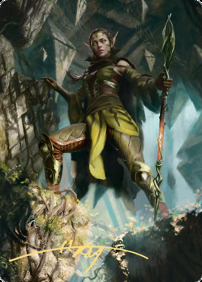 Nissa of Shadowed Boughs 1 Art Card (Gold-Stamped Signature) [Zendikar Rising Art Series] | Total Play