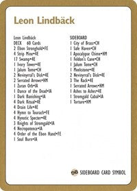 1996 Leon Lindback Decklist Card [World Championship Decks] | Total Play