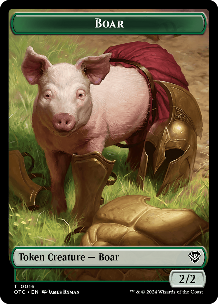 Boar // Manifest Double-Sided Token [Outlaws of Thunder Junction Commander Tokens] | Total Play