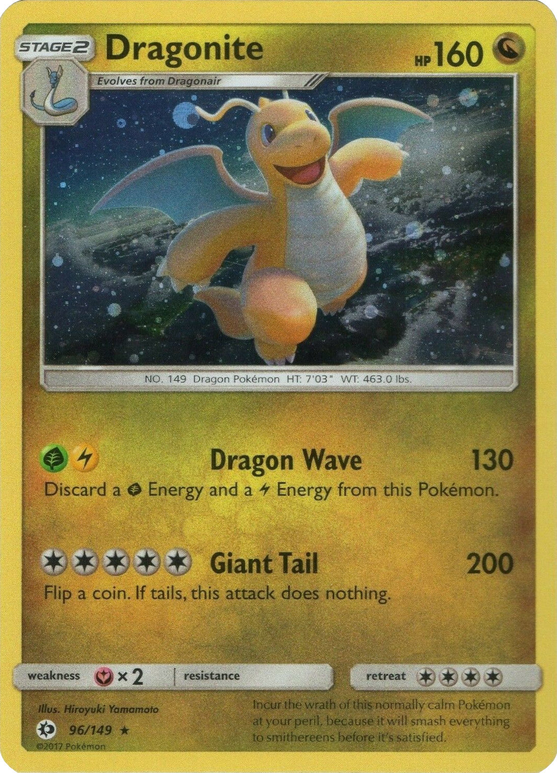 Dragonite (96/149) (Cosmos Holo) [Sun & Moon: Base Set] | Total Play