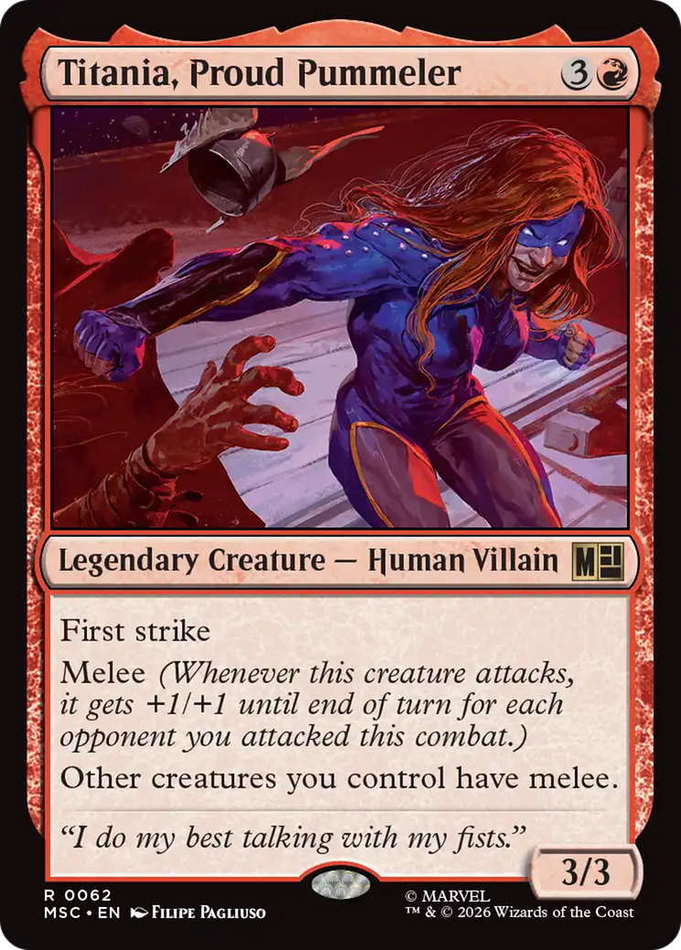 Titania, Proud Pummeler (Surge Foil) [Marvel Super Heroes Commander] | Total Play
