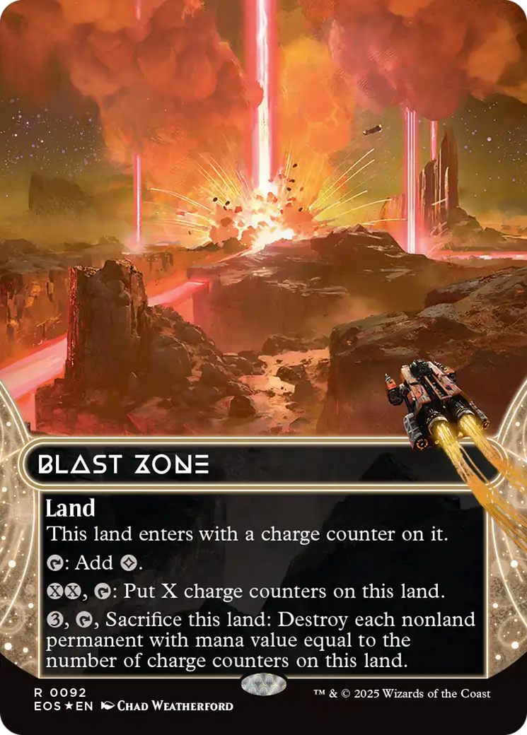 Blast Zone (0092) (Borderless) (Fracture Foil) [Edge of Eternities: Stellar Sights] | Total Play