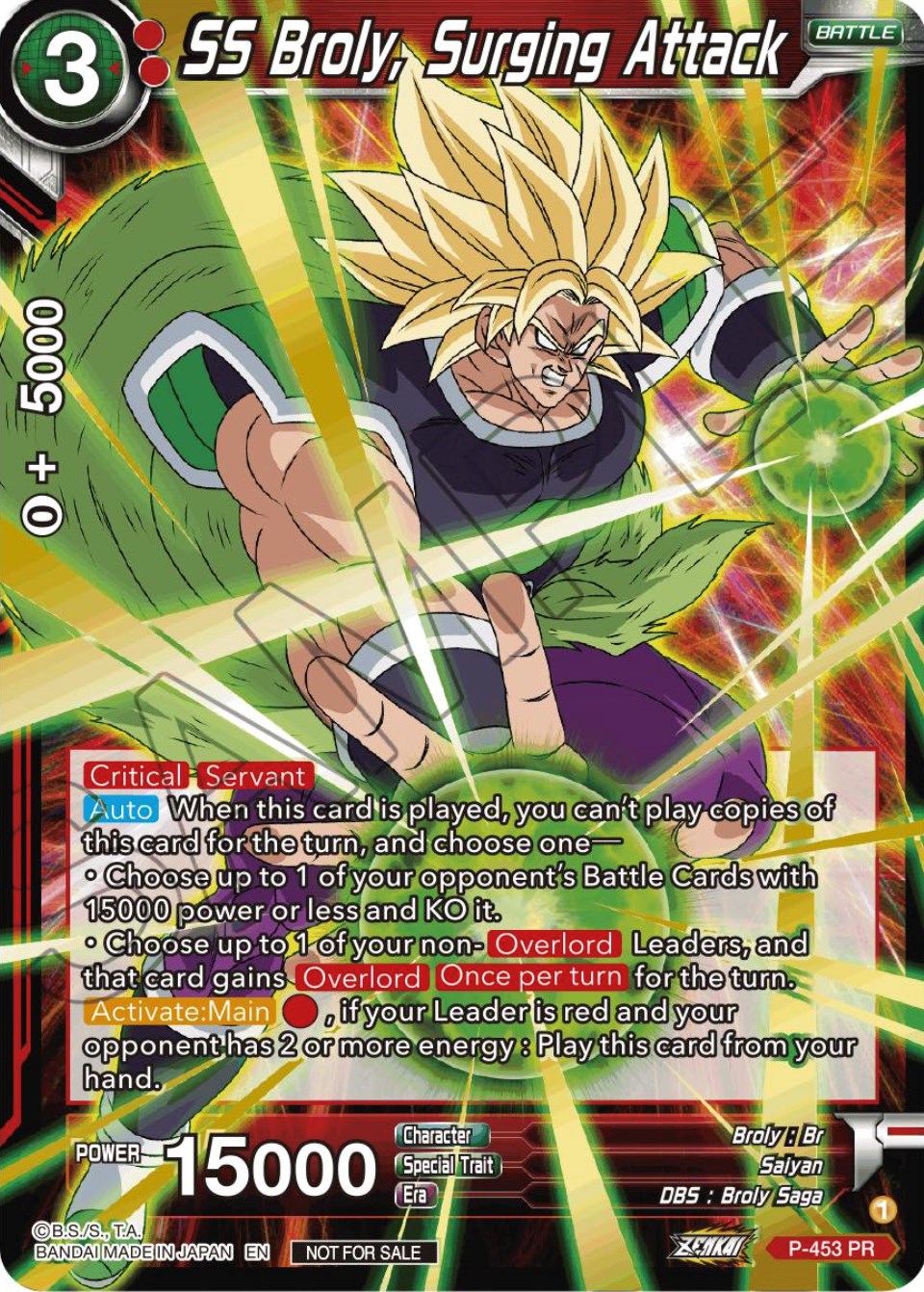 SS Broly, Surging Attack (Championship Selection Pack 2023 Vol.1) (Gold-Stamped) (P-453) [Tournament Promotion Cards] | Total Play