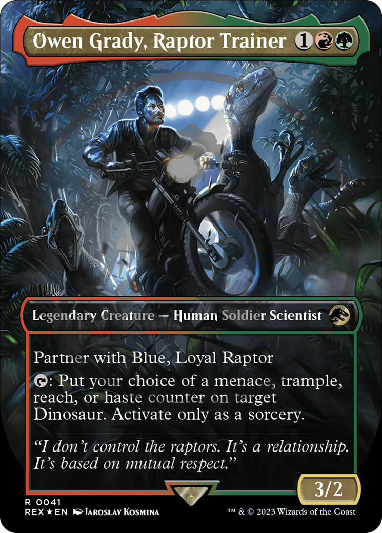 Owen Grady, Raptor Trainer (Emblem) (Borderless) [Jurassic World Collection Tokens] | Total Play