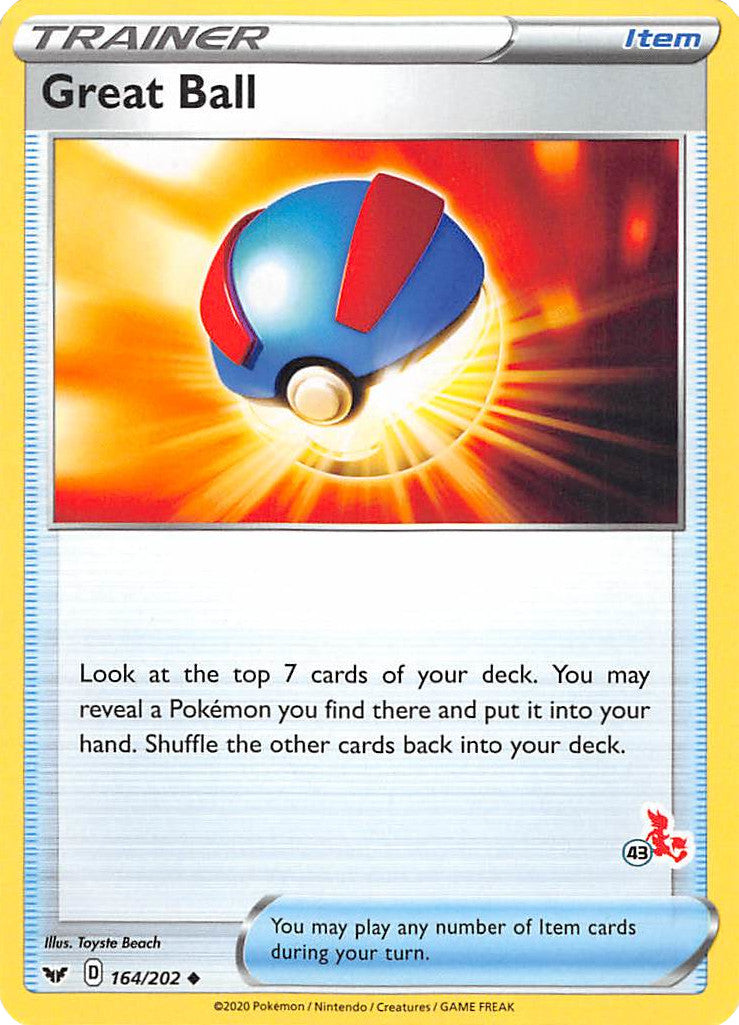 Great Ball (164/202) (Cinderace Stamp #43) [Battle Academy 2022] | Total Play