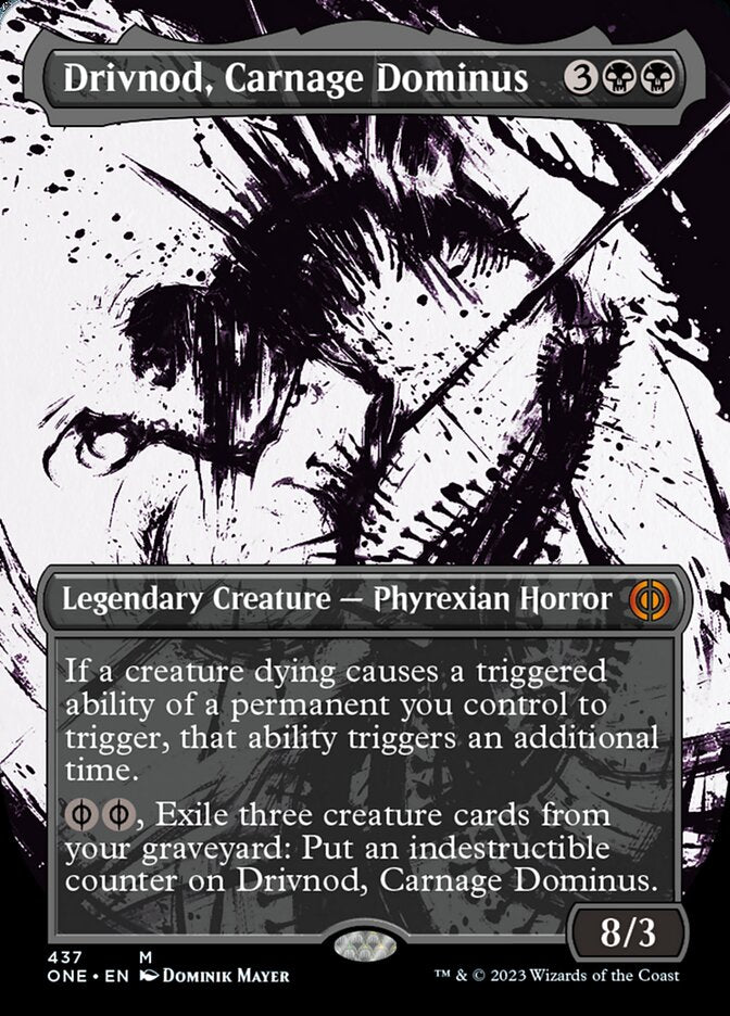 Drivnod, Carnage Dominus (Borderless Ichor Step-and-Compleat Foil) [Phyrexia: All Will Be One] | Total Play