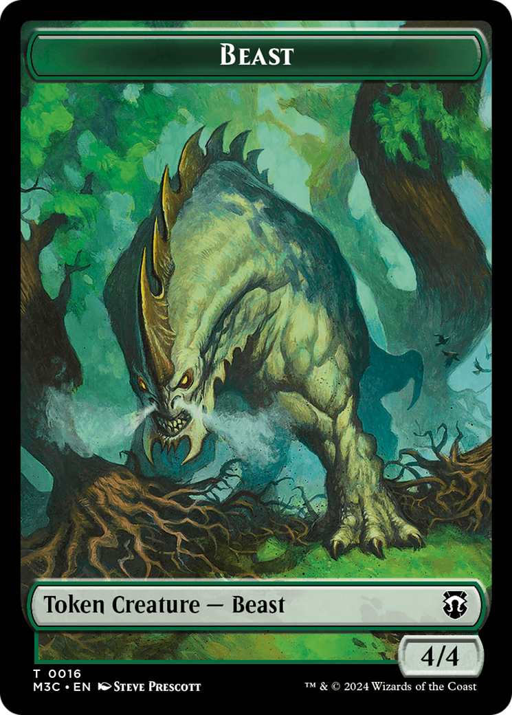 Elephant (Ripple Foil) // Beast (0016) Double-Sided Token [Modern Horizons 3 Commander Tokens] | Total Play