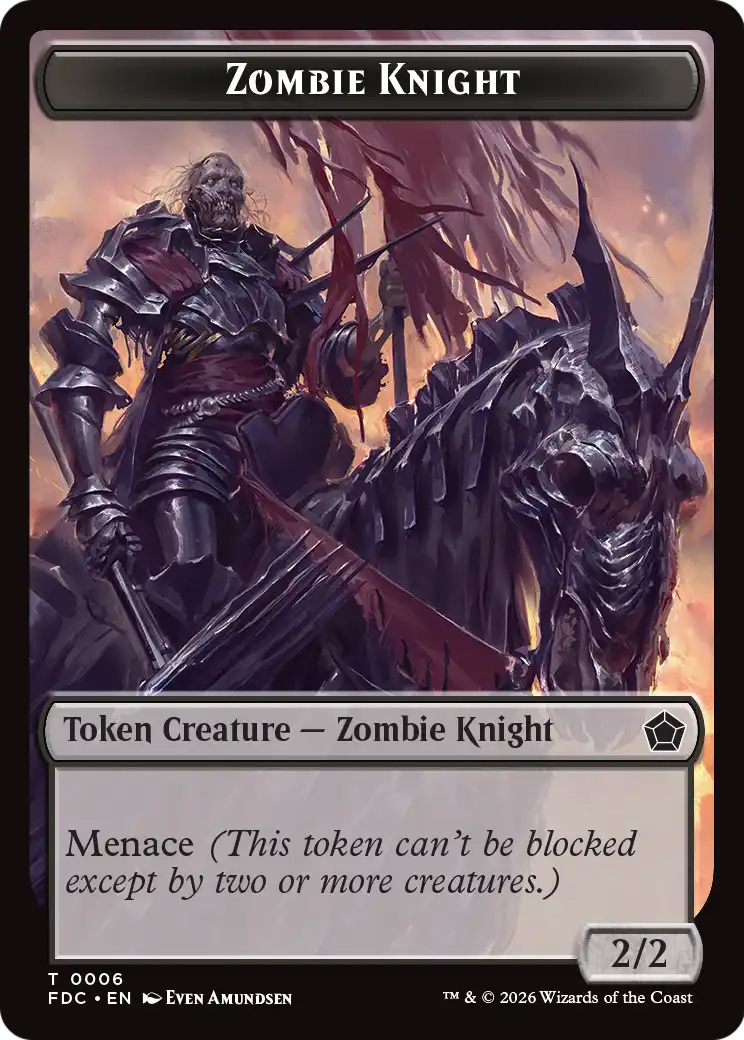 Zombie // Zombie Knight Double-Sided Token [Foundations Commander Tokens] | Total Play