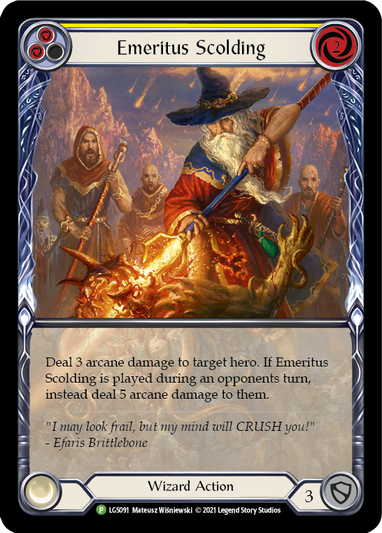 Emeritus Scolding (Yellow Extended Art) [LGS091] (Promo)  Rainbow Foil | Total Play