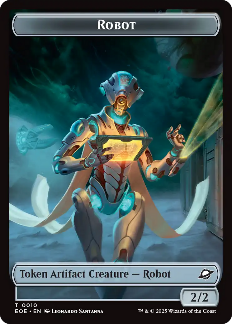Robot // Emblem - Tezzeret, Cruel Captain Double-Sided Token [Edge of Eternities Tokens] | Total Play