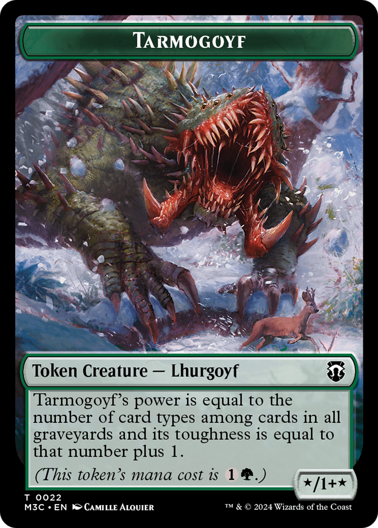 Tarmogoyf (Ripple Foil) // Saproling Double-Sided Token [Modern Horizons 3 Commander Tokens] | Total Play