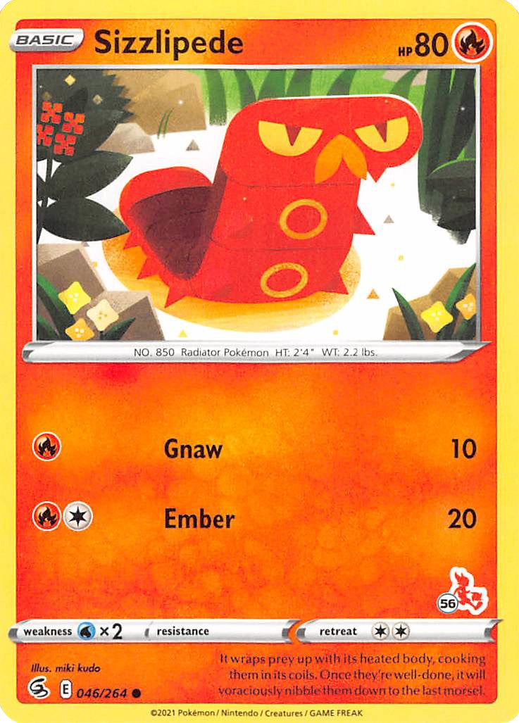 Sizzlipede (046/264) (Cinderace Stamp #56) [Battle Academy 2022] | Total Play