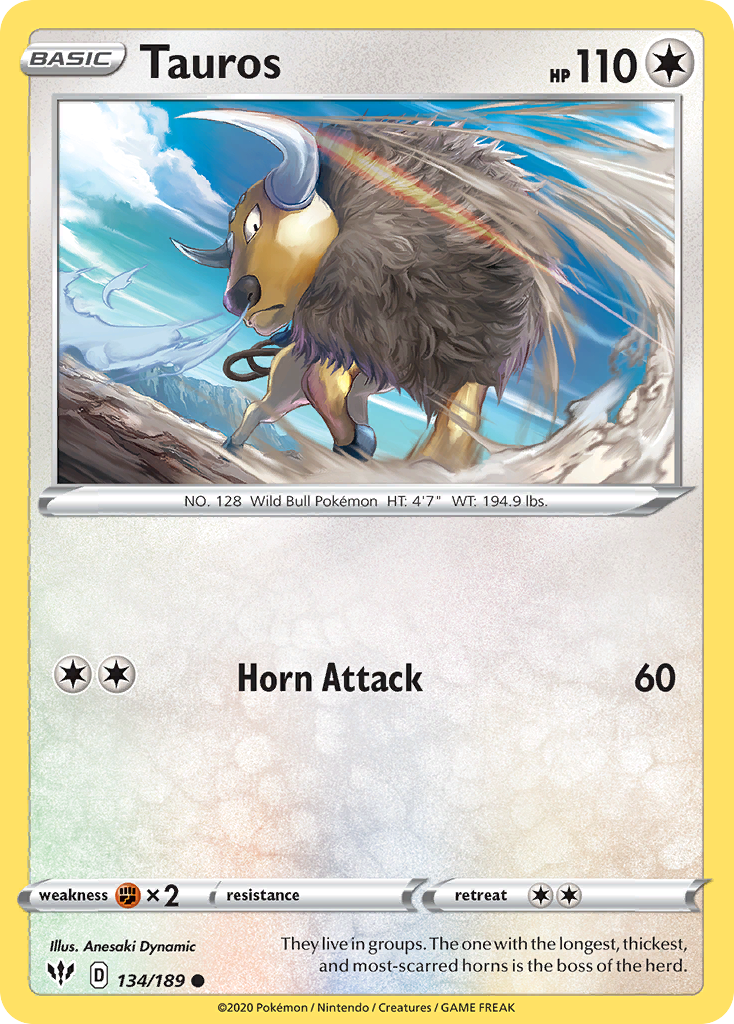 Tauros (134/189) [Sword & Shield: Darkness Ablaze] | Total Play