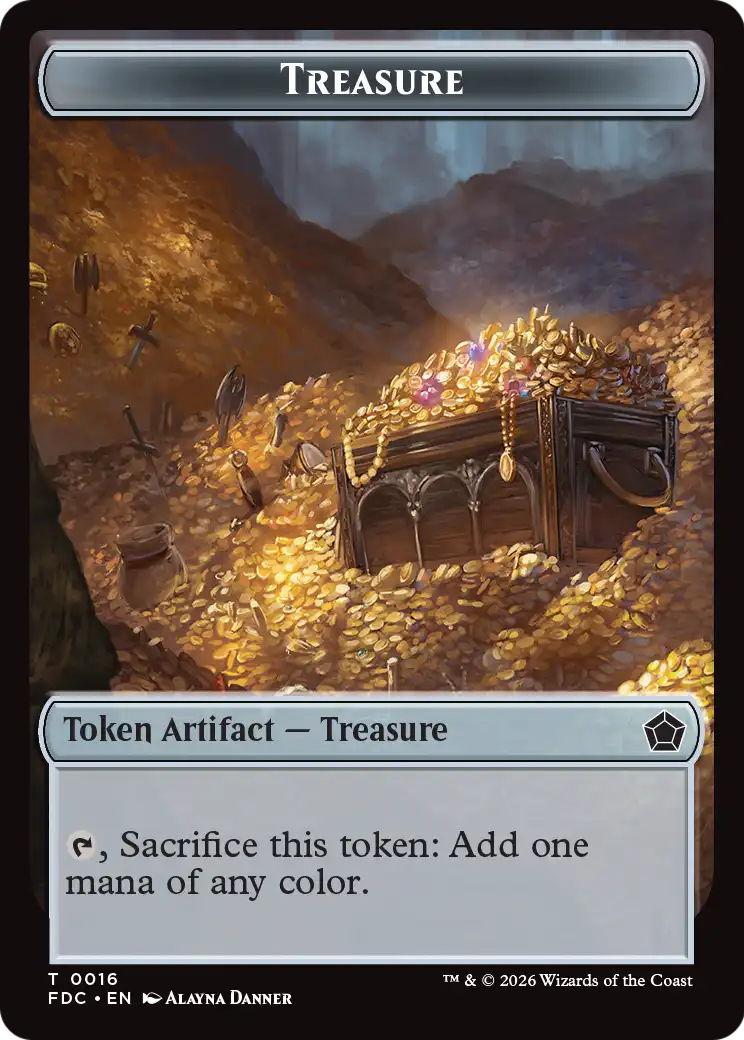 Dragon (0007) // Treasure Double-Sided Token [Foundations Commander Tokens] | Total Play
