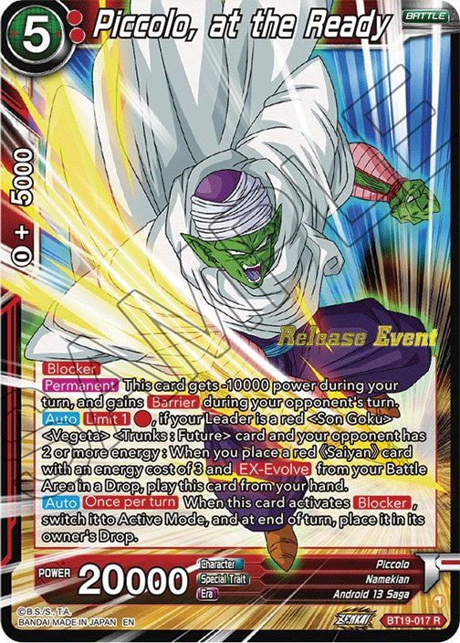 Piccolo, at the Ready (Fighter's Ambition Holiday Pack) (BT19-017) [Tournament Promotion Cards] | Total Play