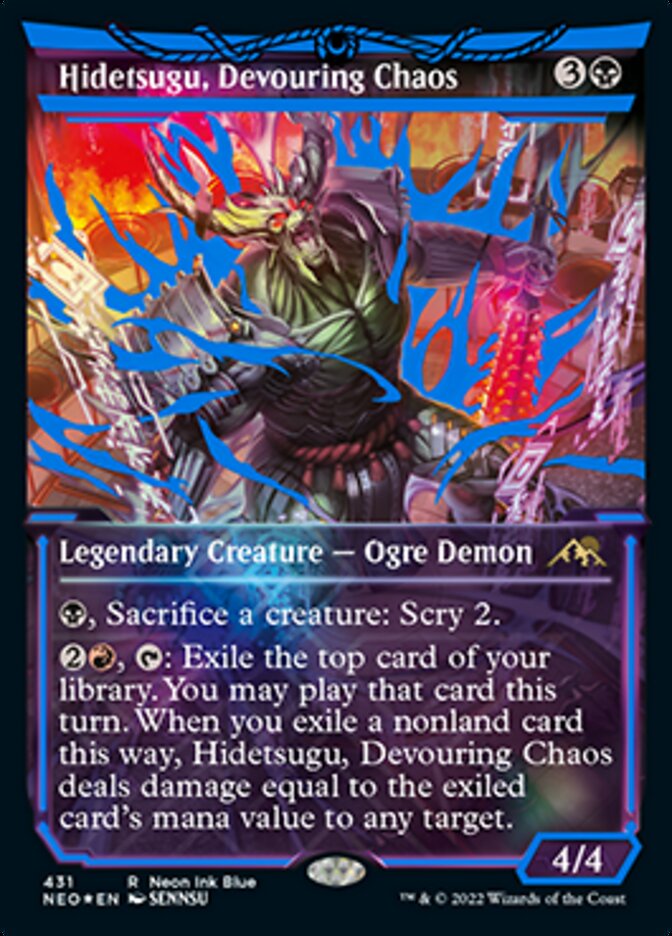 Hidetsugu, Devouring Chaos (Neon Ink Blue) [Kamigawa: Neon Dynasty] | Total Play