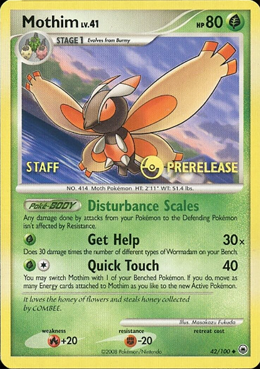 Mothim (42/100) (Staff Prerelease Promo) [Diamond & Pearl: Majestic Dawn] | Total Play