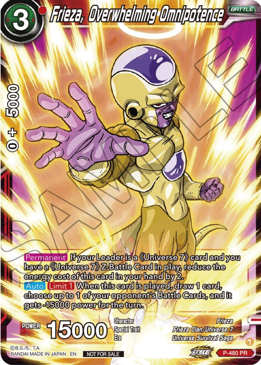Frieza, Overwhelming Omnipotence (Zenkai Series Tournament Pack Vol.3) (P-480) [Tournament Promotion Cards] | Total Play