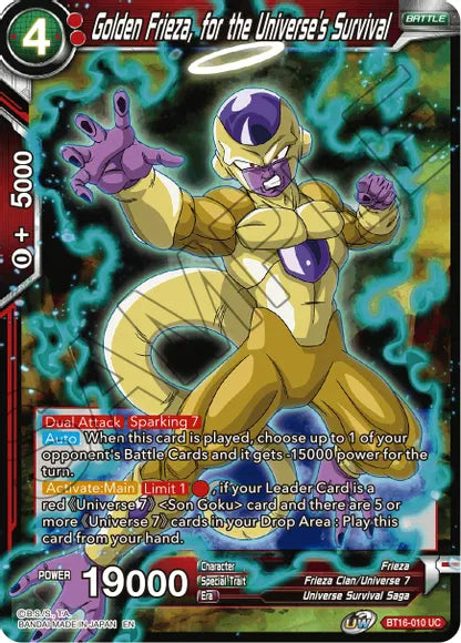 Golden Frieza, for the Universe's Survival (BT16-010) [Realm of the Gods] | Total Play