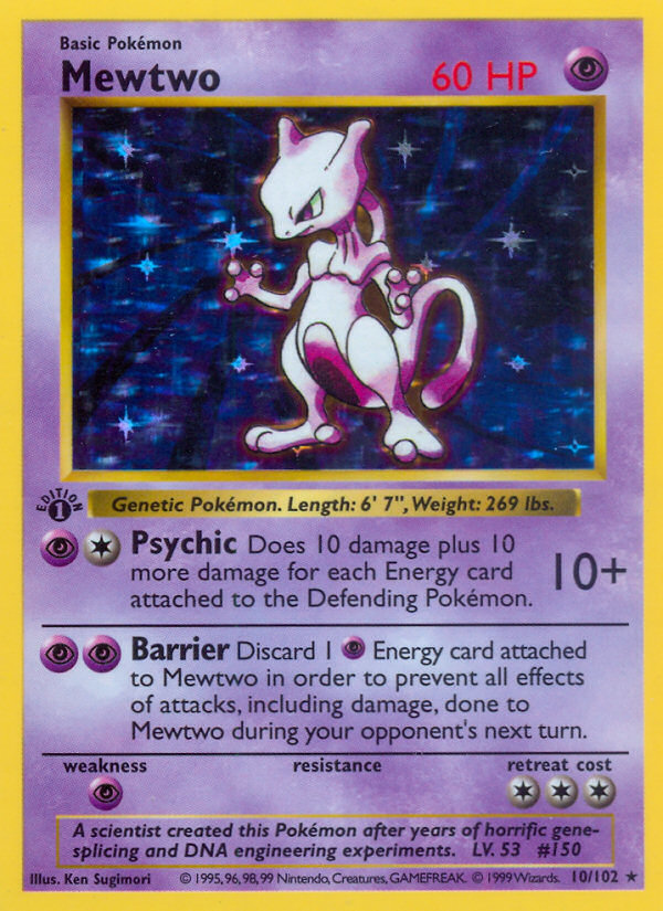 Mewtwo (10/102) (Shadowless) [Base Set 1st Edition] | Total Play