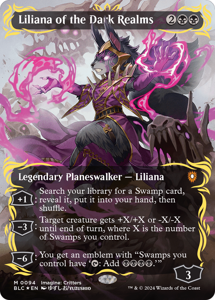 Liliana of the Dark Realms (Borderless) (Raised Foil) [Bloomburrow Commander] | Total Play