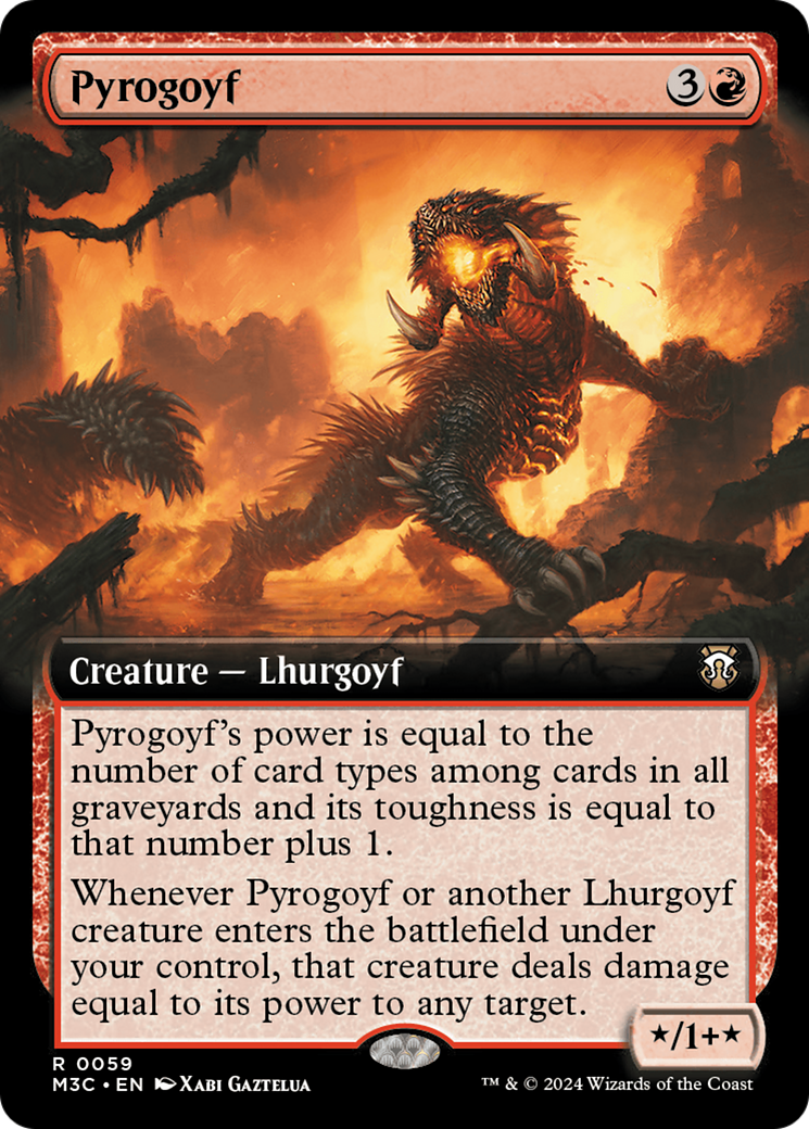 Pyrogoyf (Extended Art) (Ripple Foil) [Modern Horizons 3 Commander] | Total Play