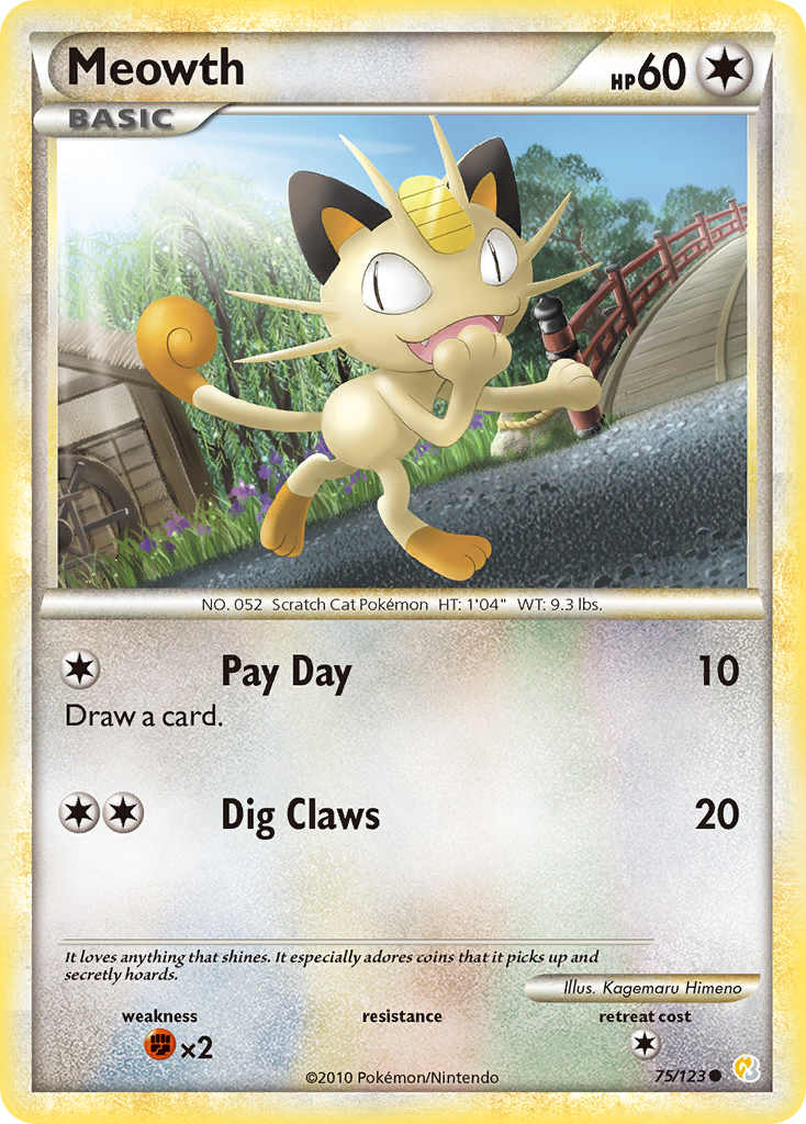Meowth (75/123) [HeartGold & SoulSilver: Base Set] | Total Play