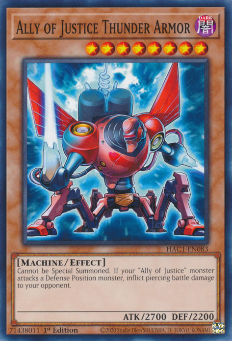 Ally of Justice Thunder Armor [HAC1-EN083] Common | Total Play