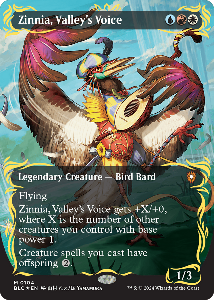 Zinnia, Valley's Voice (Borderless) (Raised Foil) [Bloomburrow Commander] | Total Play