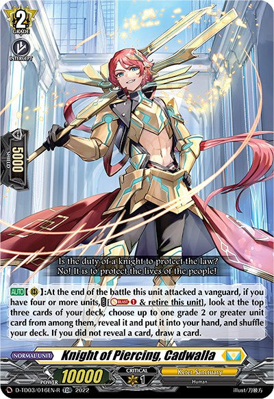 Knight of Piercing, Cadwalla (D-TD03/016EN-R) [Raika Koshiba -Skyfall Executors-] | Total Play