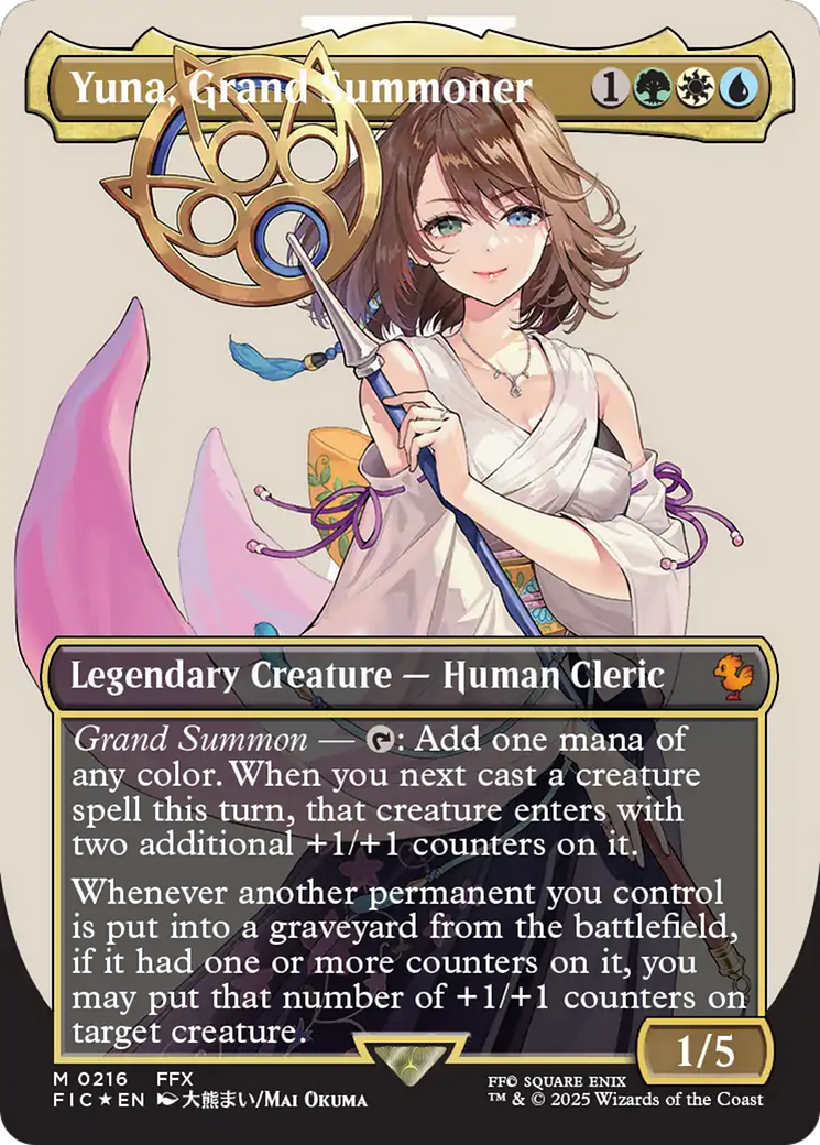 Yuna, Grand Summoner (Borderless) (Surge Foil) [FINAL FANTASY Commander] | Total Play