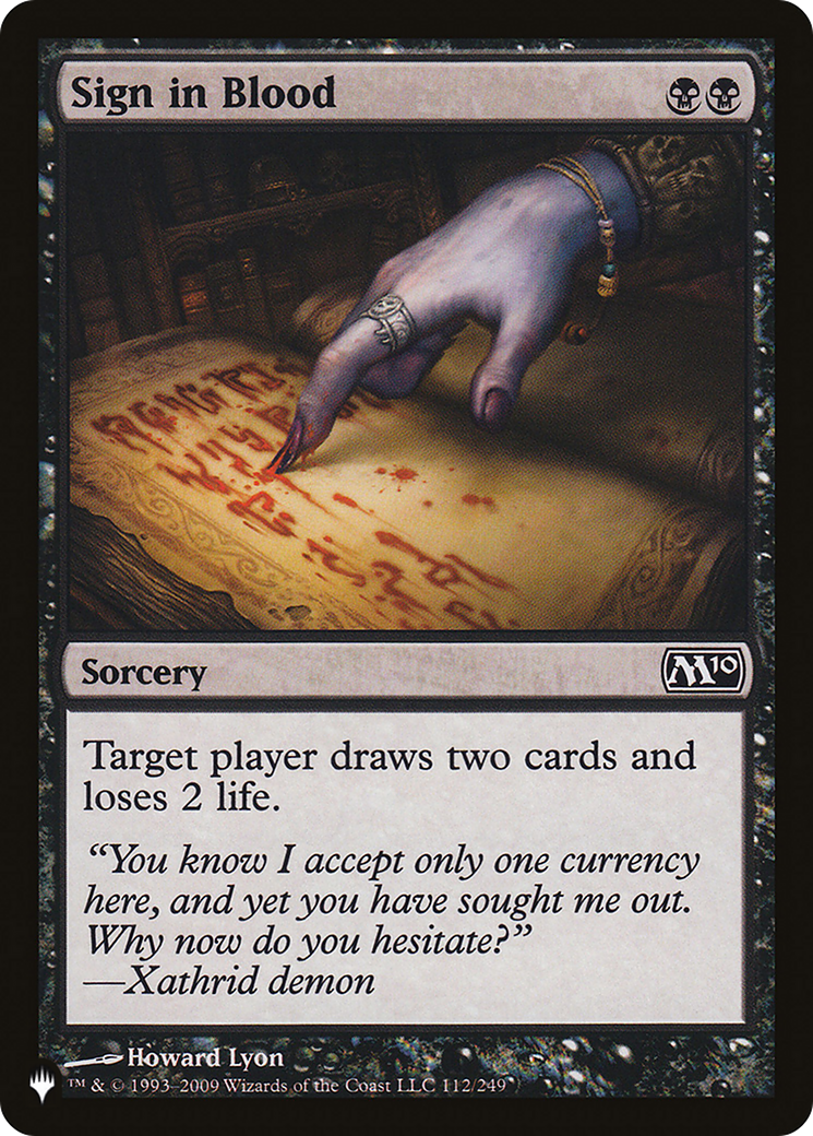 Sign in Blood (M10) [The List] | Total Play