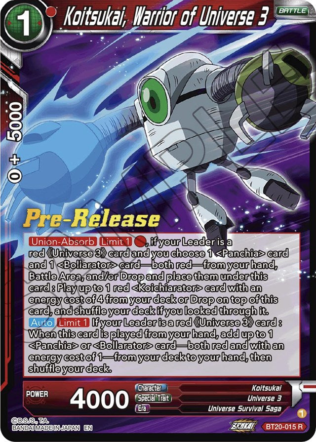 Koitsukai, Warrior of Universe 3 (BT20-015) [Power Absorbed Prerelease Promos] | Total Play