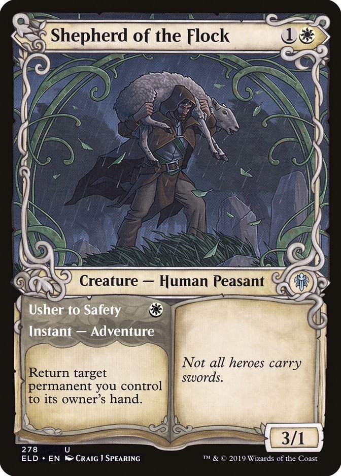 Shepherd of the Flock // Usher to Safety (Showcase) [Throne of Eldraine] | Total Play