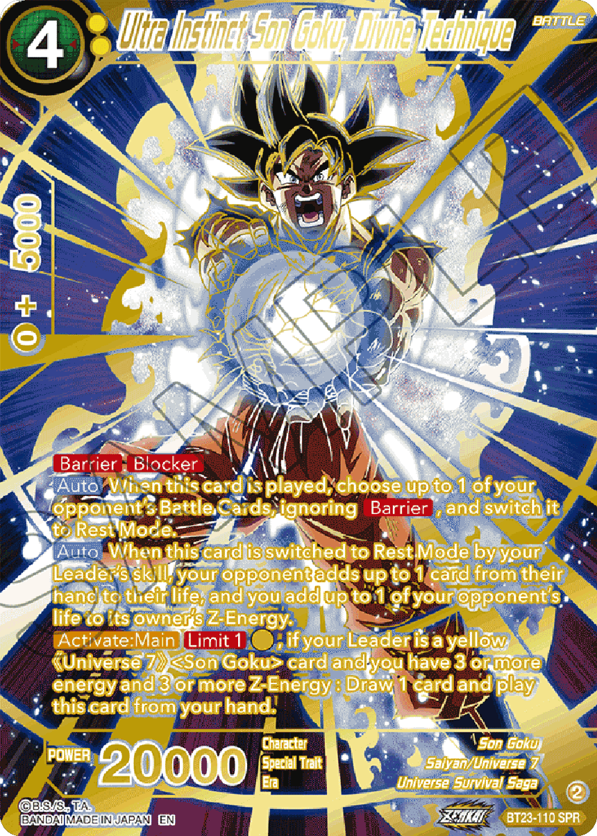 Ultra Instinct Son Goku, Divine Technique (SPR) (BT23-110) [Perfect Combination] | Total Play