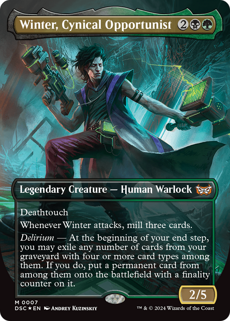 Winter, Cynical Opportunist (Borderless) [Duskmourn: House of Horror Commander] | Total Play