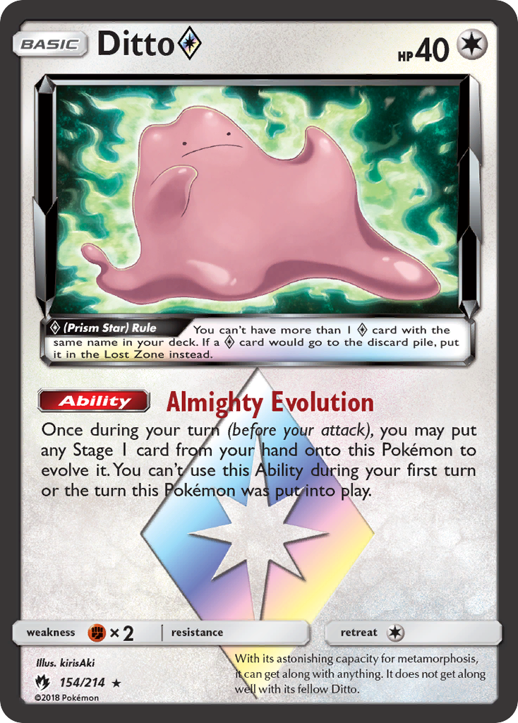 Ditto (154/214) (Prism Star) [Sun & Moon: Lost Thunder] | Total Play
