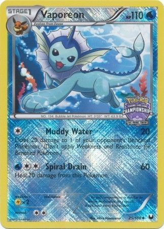 Vaporeon (25/108) (State Province Championship 2013 Promo) [Black & White: Dark Explorers] | Total Play