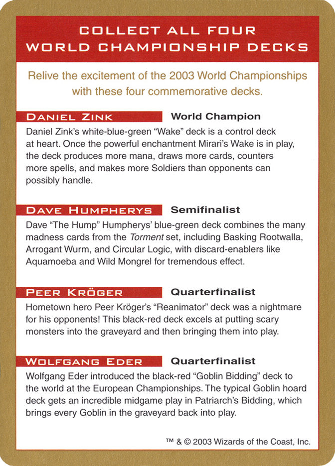 2003 World Championships Ad [World Championship Decks 2003] | Total Play