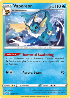 Vaporeon (030/185) [Sword & Shield: Vivid Voltage] | Total Play