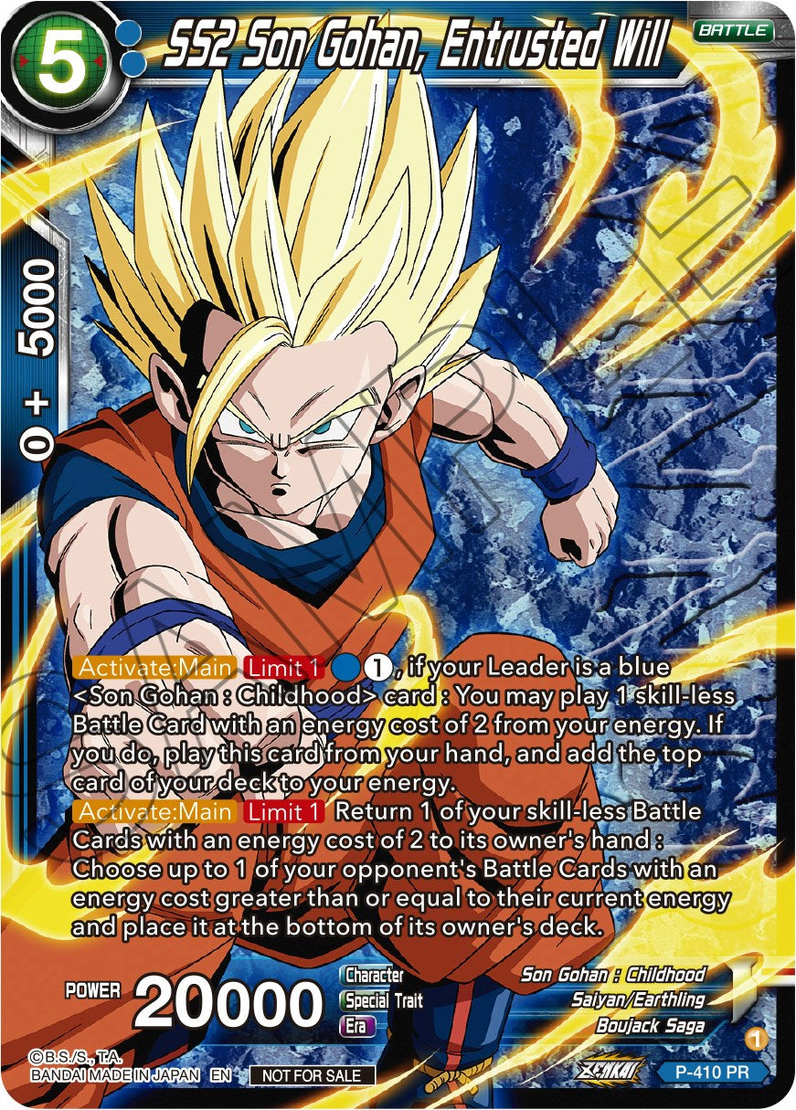 SS2 Son Gohan, Entrusted Will (Zenkai Series Tournament Pack Vol.1 Winner) (P-410) [Tournament Promotion Cards] | Total Play