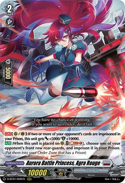 Aurora Battle Princess, Agra Rouge (D-BT01/006EN) [Genesis of the Five Greats] | Total Play