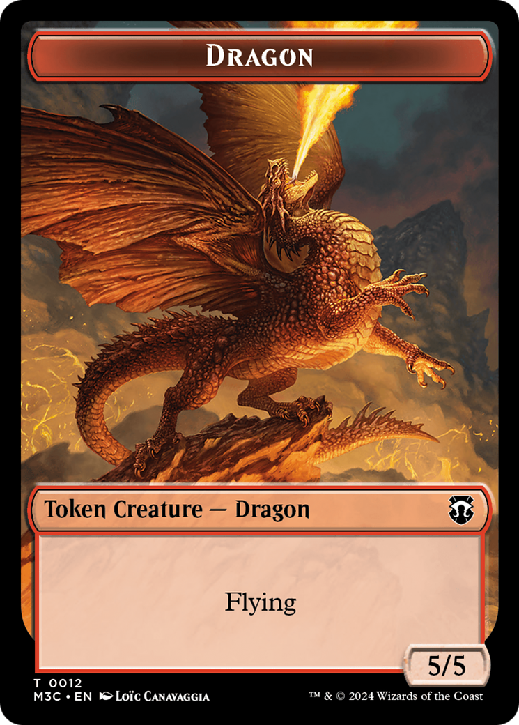 Dragon (Ripple Foil) // Copy Double-Sided Token [Modern Horizons 3 Commander Tokens] | Total Play