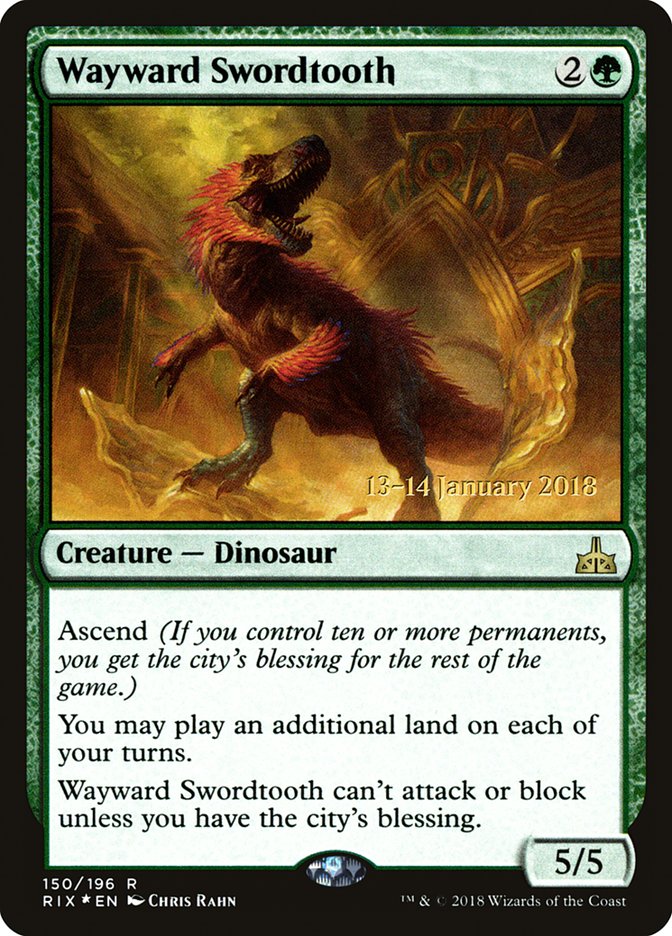 Wayward Swordtooth [Rivals of Ixalan Prerelease Promos] | Total Play