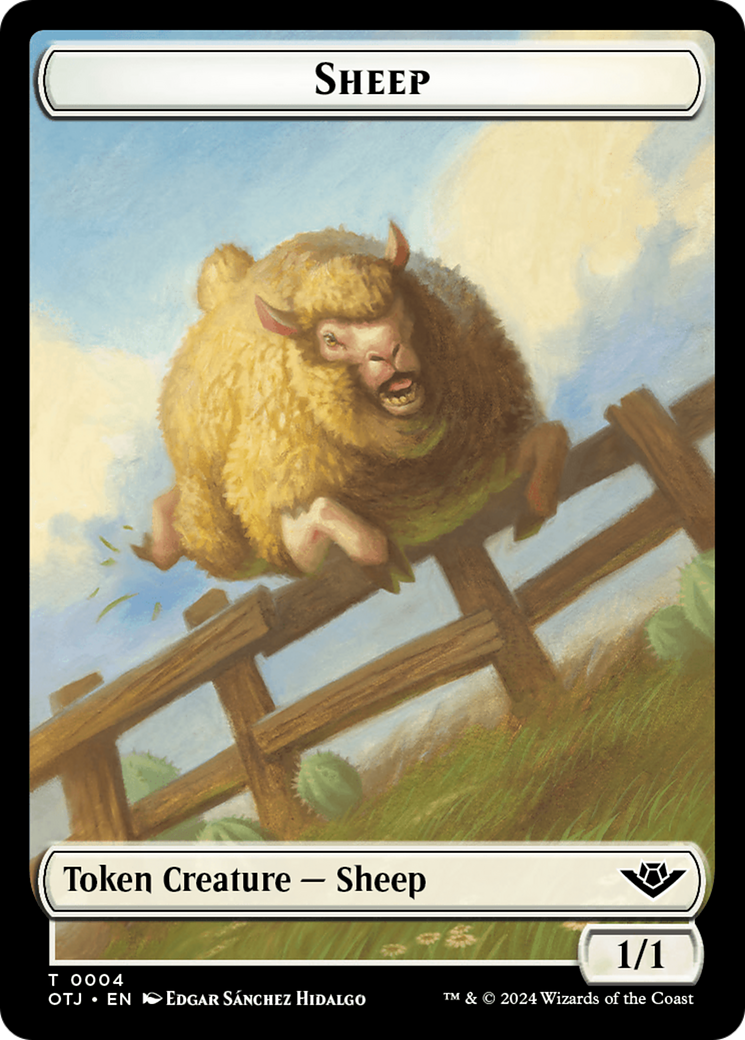 Mercenary // Sheep Double-Sided Token [Outlaws of Thunder Junction Tokens] | Total Play